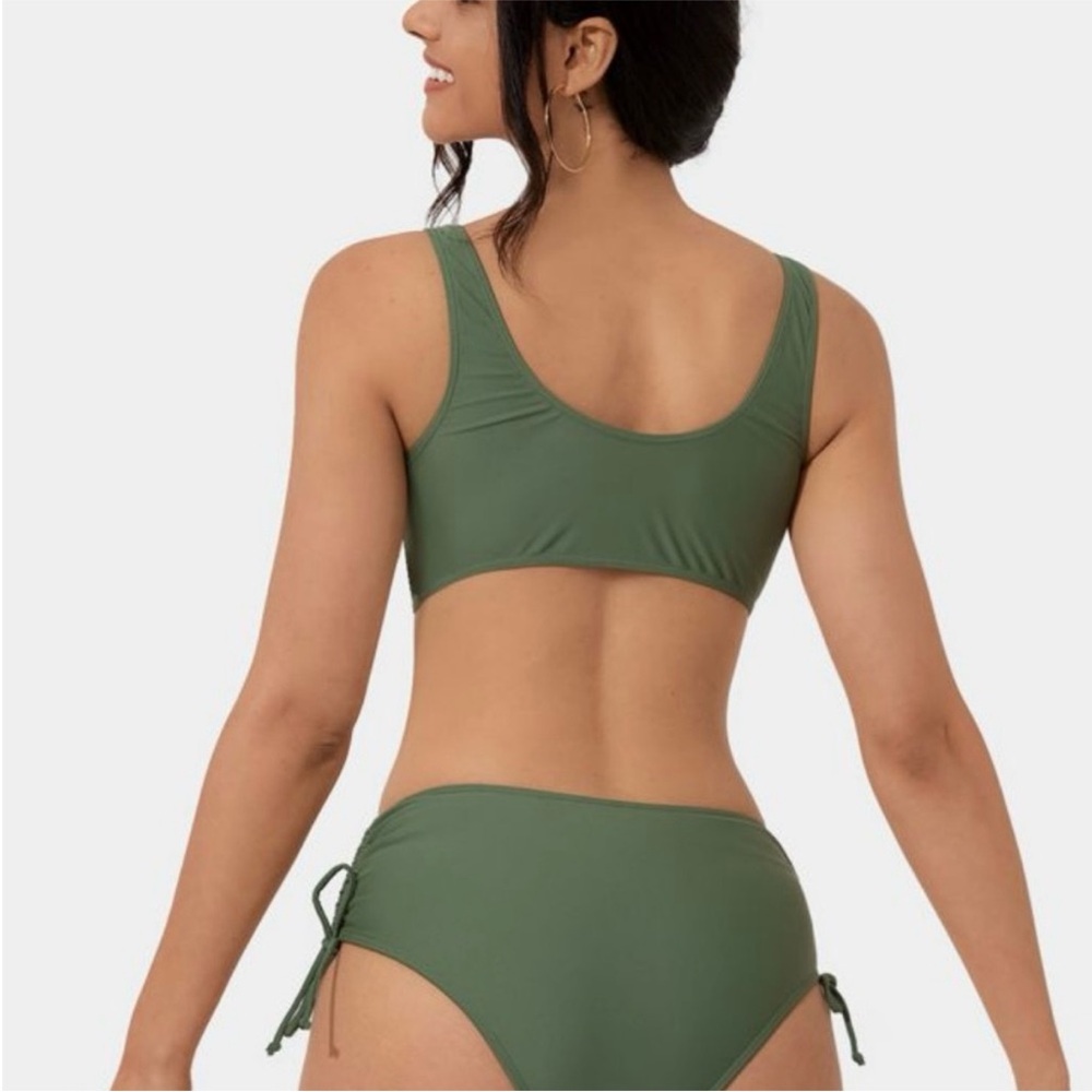 NWT Halara Olive Green Twist-Front Bikini Top with Tie-Side Bottoms - Picture 6 of 10